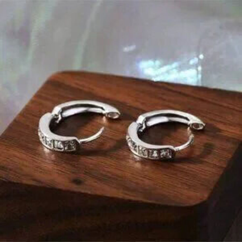 Square-Cut Crystal Hoop Earrings | 925 Sterling Silver Gift Minimalist - Picture 4 of 5